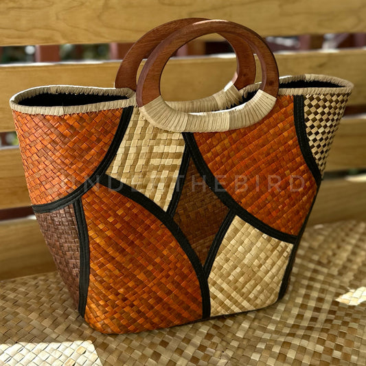 Picasso Woven Handbag - Wooden Handle