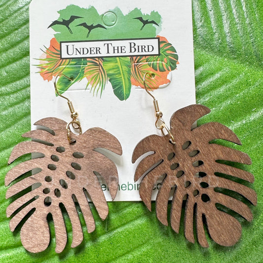 Monstera Wooden Earrings